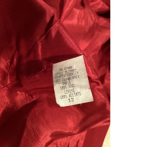 Red 100% Wool Oleg Cassini Vintage blazer, size 12 Petite - Picture 10 of 10